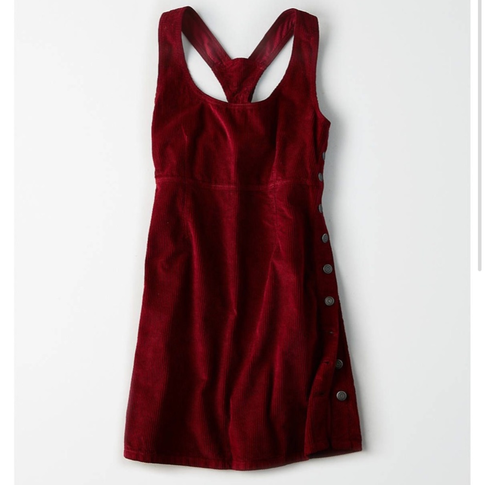 NEW WITHOUT TAG American Eagle red corduroy pinafore dress (M)